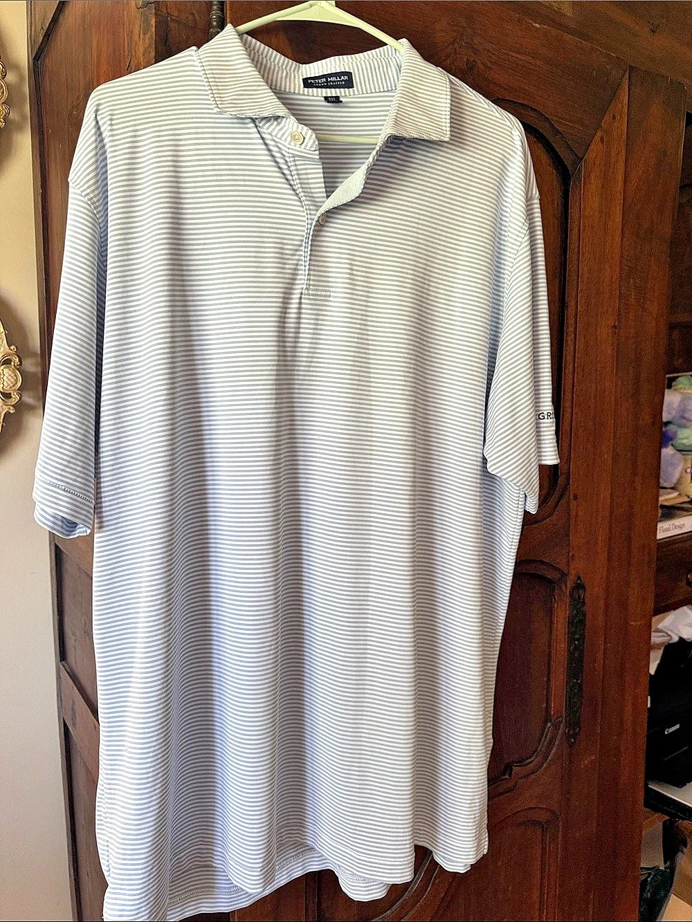 Peter Millar Striped Polo Blue & White XXL Like New